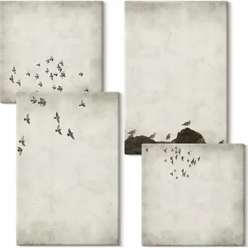 Obraz Vícedílná Sada Obrazů do Galerie - Minimalistická kresba ptáků, 4 kusy