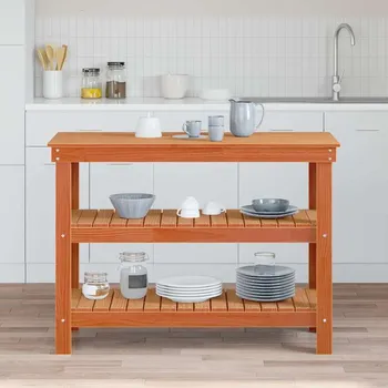 Dílenský stůl vidaXL Pracovní stůl s policí Voskově hnědá 110,5 x 50 x 80 cm [865377]