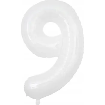 Balónek Bílý BALÓN Velká ČÍSLICE 9 BÍLÁ 100 cm k NAROZENINÁM 40 palců