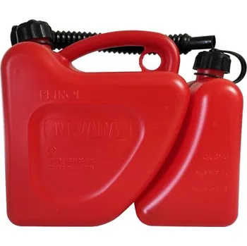 Kanystr DVOUKOMOROVÝ KANISTR ČERVENÝ 5L+2L PLASTOVÁ NÁDRŽ NA PALIVO TRYCHTÝŘ