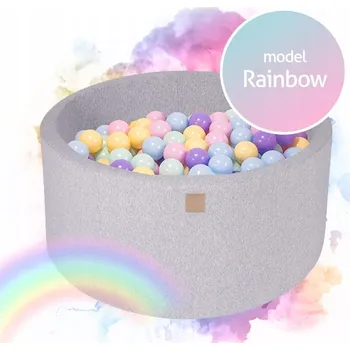 Suchý bazén Suchý bazén s míčky, 250 míčků, bavlněný, světle šedý, Rainbow MeowBaby