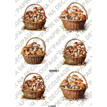 Umělecký papír Rýžový a soft papír na decoupage - Houby - KB2429 Materiál: Soft, Rozměr: A4