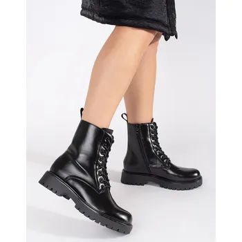 Dámská zimní obuv Černé kotníkové boty s platformou
