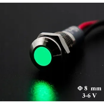 Polovodič Signální kontrolka stříbrná LED dioda zelená 3-6V 5V 8mm