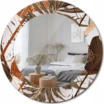 Zrcadlo Stylové kulaté zrcadlo na zeď s potiskem Palmové listy průměr 50 cm