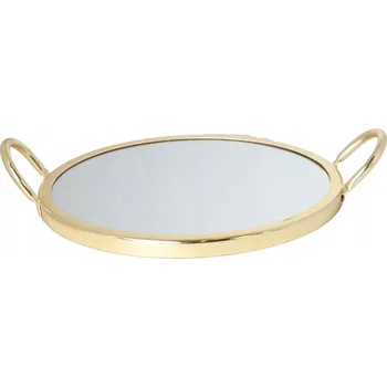 Nuptio Kovová dekorativní tác se zrcadlem, zlatá povrchová úprava, 35x24 cm