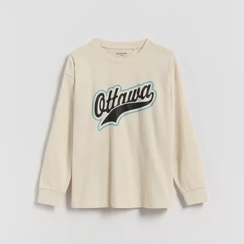 Chlapecká mikina Reserved - Bavlněné tričko s dlouhými rukávy - tělová - 606FJ-02X - 606FJ-02X-128