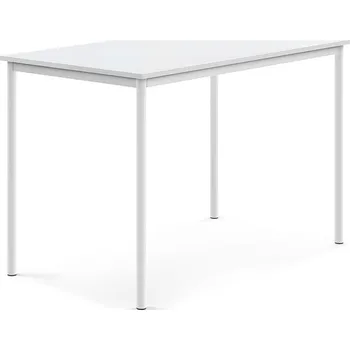 Jídelní stůl Stůl SONITUS, 1400x800x900 mm, bílé nohy, HPL deska tlumící hluk, bílá