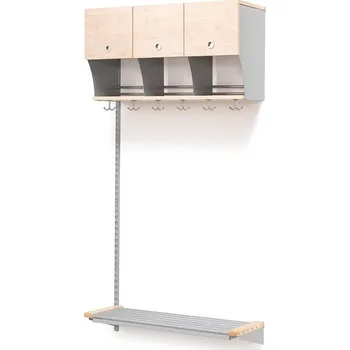 Věšák Šatní stěna JEPPE, přídavná sekce, 3 boxy, 1790x900x310 mm, bříza/stříbrná