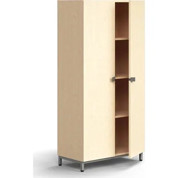 Policová skříň Policová skříň QBUS, 3 police, nohy, úchytky, 1636x800x420 mm, stříbrná, bříza