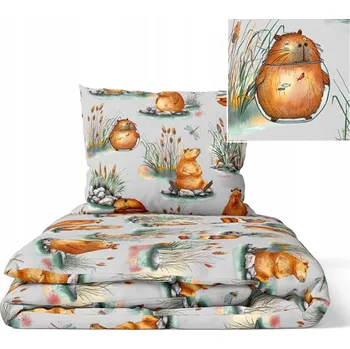 Povlečení Dětské povlečení 140x200 cm pro děti, vzor: KAPIBARY ŠEDÉ