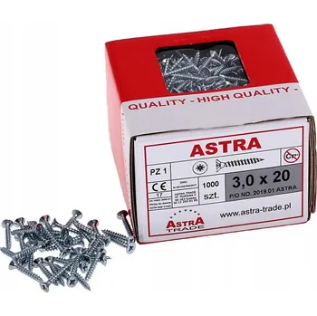 Vrták Vruty do dřeva Astra 3 x 20 mm 1000 ks