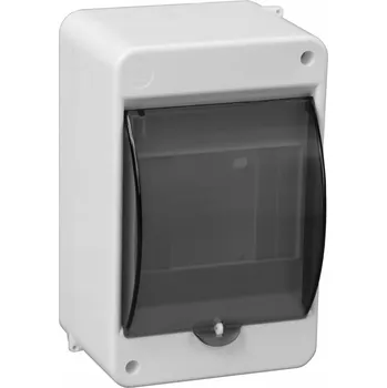 Rozvaděč Rozvodnice Skříňka Nástěnná 1x4 s Kouřovým Sklem Bílá N+PE PAWBOL