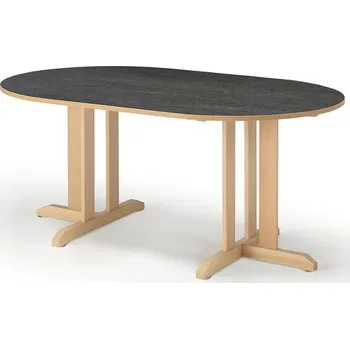 Jídelní stůl Stůl KUPOL, 1500x800x720 mm, oválný, akustické linoleum, bříza/tmavě šedá
