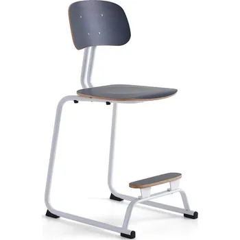 Jídelní židle Školní židle YNGVE, ližinová podnož, výška 610 mm, bílá/antracitově šedá