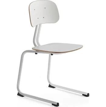 Jídelní židle Školní židle YNGVE, ližinová podnož, výška 460 mm, bílá