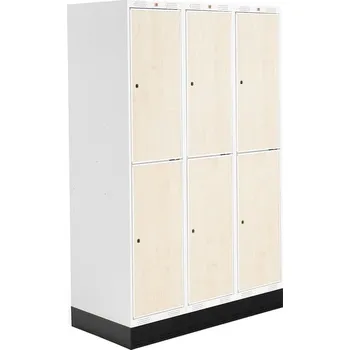 Ložnice Šatní skříňka ROZ, 3 sekce, 6 boxů, se soklem, 1890x1200x550 mm, bříza