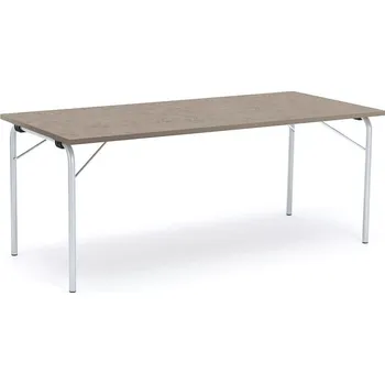 Jídelní stůl Skládací stůl NICKE, 1800x800x720 mm, stříbrný rám, světle šedé linoleum