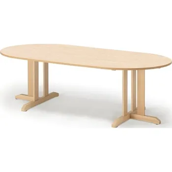 Jídelní stůl Stůl KUPOL, 2000x800x600 mm, oválný, akustické linoleum, bříza/béžová