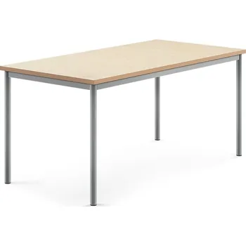 Jídelní stůl Stůl SONITUS, 1600x800x720 mm, stříbrné nohy, deska s linoleem, béžová