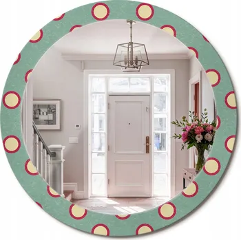Zrcadlo Kulaté nástěnné dekorativní zrcadlo ve skleněném rámu Kruhy tečky průměr 80 cm