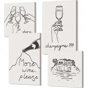 Obraz Sada nástěnných dekorací - Galerie obrazů "Radostné chvíle s vínem a šampaňským"