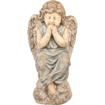 Vánoční dekorace Béžová dekorační antik socha anděla Angel - 32*23*56 cm