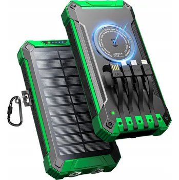 Powerbanka SOLÁRNÍ POWERBANKA indukční nabíječka 26800 mAh USB-C, iOS, USB + svítilna