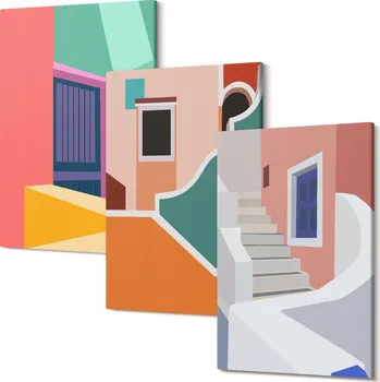 Obraz Sada obrazů na plátně Barevné ilustrace budov 30x20 cm