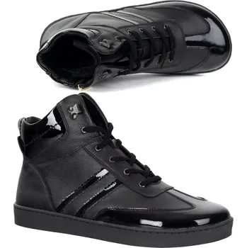 Dámské tenisky Dámské kožené BAREFOOT zimní boty 201MP zateplené černé 41