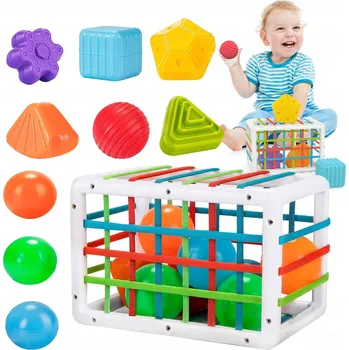 INTERAKTIVNÍ TŘÍDIČ VKLÁDACÍ KOSTKA EDUKAČNÍ HRAČKA PRO MIMINKA SENZORICKÁ1