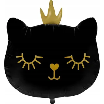 Balónek Fóliový balónek Černá Kočka s korunkou – 42 x 40 cm