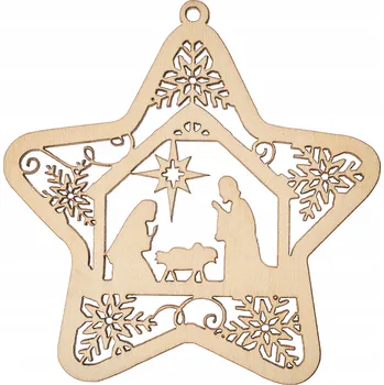 Vánoční dekorace VÁNOČNÍ KOULE NA VÁNOČNÍ STROMEK DŘEVĚNÁ BETLÉM