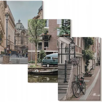 Obraz Sada obrazů do kanceláře, městské motivy budov, 3x 40x60 cm