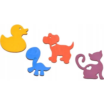 Dřevěná hračka DEKORACE ZE DŘEVĚNÉ PŘEKLIŽKY ZVÍŘÁTKA NA SENZORICKOU/MANIPULAČNÍ DESKU, BAREVNÉ