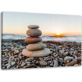 Obraz OBRAZ NA PLÁTNĚ Zen Kameny Pláž Hnědá 60x40