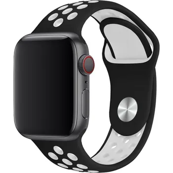 Řemínek na hodinky AW Sportovní řemínek na Apple Watch - Černo-bílý Šířka uchycení řemínku: 44/45/46/49mm, Délka řemínku: Pánský - M/L (16 - 21cm), Barva: Černo-bílý IR-AWSPRT60