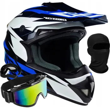 Helma na motorku Motocyklová Přilba Cross Cup/Two + Brýle, Kukla, Černá Matná 55-56 cm S