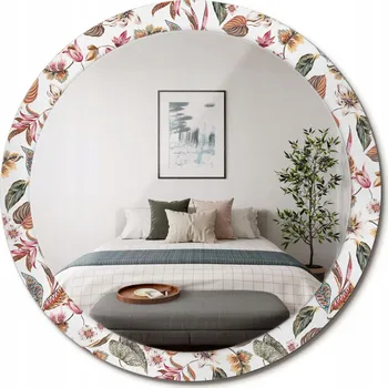 Zrcadlo Zrcadlo s potiskem do koupelny, kuchyně, předsíně, Květiny, vintage, 90 cm