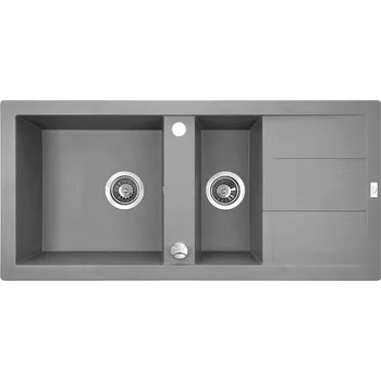 Granitový dřez Laveo Dřez 1,5 komorový s odkapávačem Barbados, granit - SBB_531T, šedý