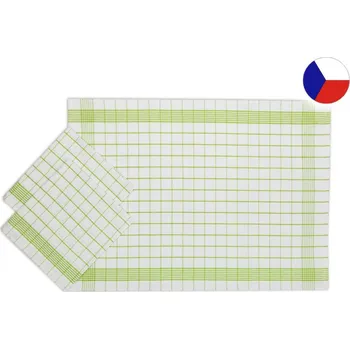 Utěrka Kuchyňské utěrky bavlněné KLASIK Bílá/zelená 3ks