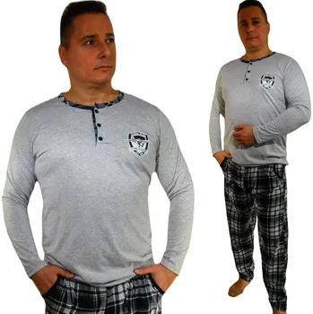 Pánské pyžamo PÁNSKÉ PYŽAMO / DLOUHÝ RUKÁV / DLOUHÉ KALHOTY / BAVLNA / TEPLÉ / dárek