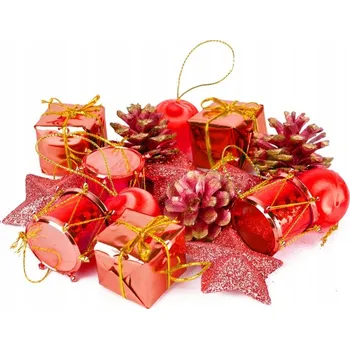 Vánoční dekorace Sada červených vánočních ozdob (16 ks )