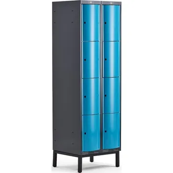 Šatní skříň Boxová šatní skříň CURVE, 2 sekce, 8 boxů, 1940x600x550 mm, nohy, modré dveře