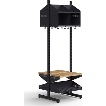 Věšák Šatní stěna ENTRY, lavice, 4 přihrádky, 1800x600x600 mm, antracitová