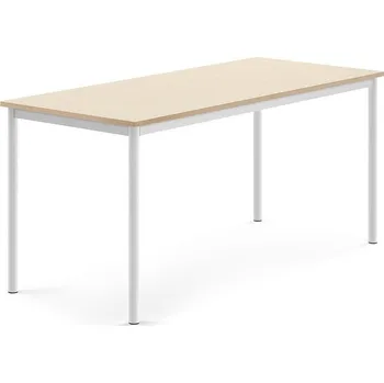 Jídelní stůl Stůl BORÅS, 1600x700x720 mm, bílé nohy, HPL deska, bříza