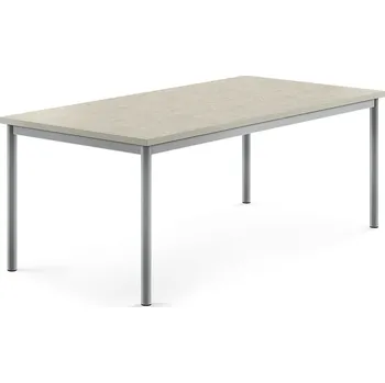 Jídelní stůl Stůl SONITUS, 1600x800x600 mm, stříbrné nohy, deska s linoleem, šedá