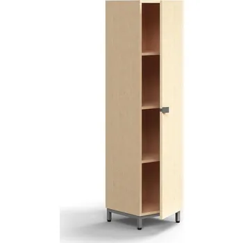 Policová skříň Policová skříň QBUS, 3 police, nohy, úchytka, 1636x400x420 mm, stříbrná, bříza