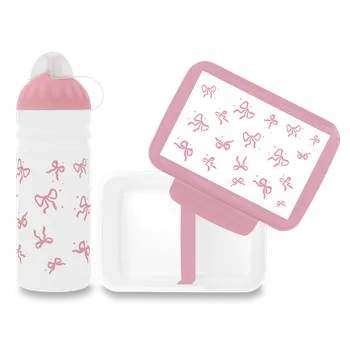 Svačinový box Set Zdravá lahev 0,7l a Zdravá sváča - Mašle