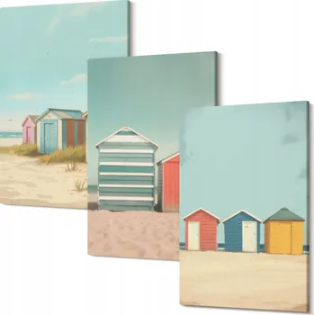 Obraz Sada obrazů na plátně Barevné domky pláž slunce 30x20 cm
